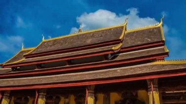 Laos'taki Vientane tapınakları ve sokak zaman atlamalı