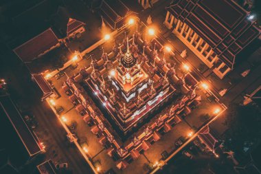 Tayland 'ın Bangkok kentindeki Loha Prasat tapınağının havadan görünüşü