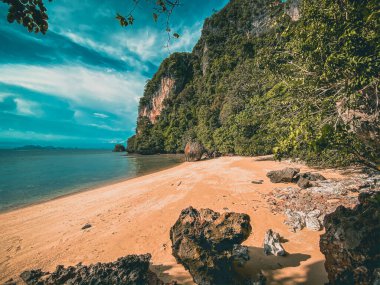 Koh Phak Bia cennet plajı, Andaman Denizi 'nde Phuket ve Krabi Tayland arasında bir ada.
