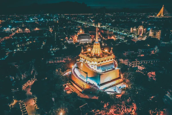 Aerial view of Wat Saket Golden Mount temple in Bangkok old town in Thailand — Stock Photo, Image
