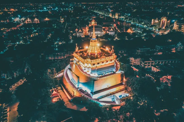 泰国曼谷老城Wat Saket Golden Mount寺庙的空中景观 — 图库照片