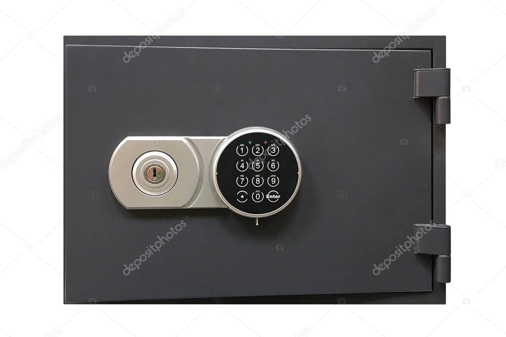 metal safe isolated on white background