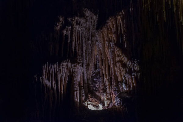 view of the stalactites and stalagmites in the cave