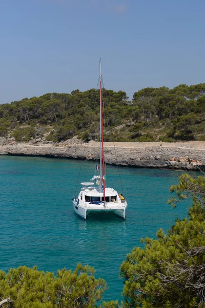 sailing catamaran in a beautiful sea lagoon