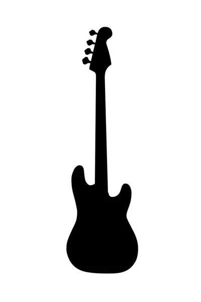 Schwarze Silhouette Der Gitarre Isoliert Auf Weißem Hintergrund — Stockfoto