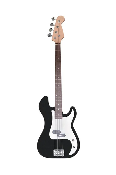 black bass guitar isolated on white background