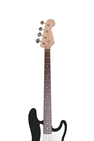 Preto Guitarra Baixo Isolado Fundo Branco — Fotografia de Stock