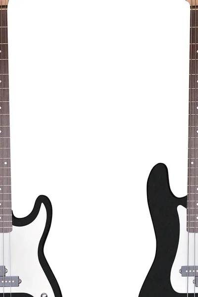 black bass guitar isolated on white background