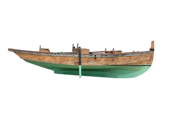 Green Wooden Fishing Boat Isolated White Background — Stock Photo, Image