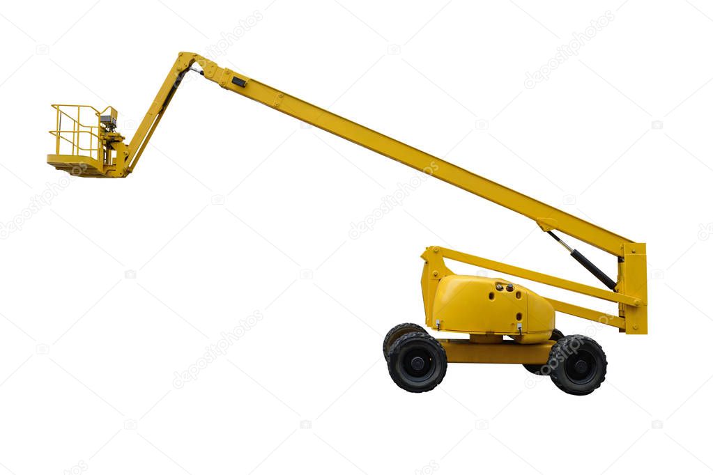 yellow industrial lifter isolated on white background