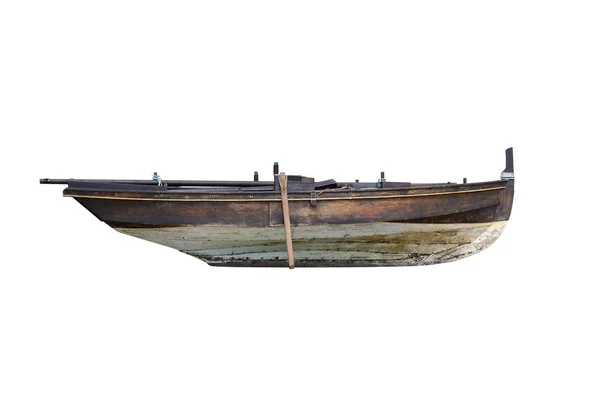 Καφέ Ξύλινο Αλιευτικό Σκάφος Απομονωμένο Λευκό Φόντο — Φωτογραφία Αρχείου
