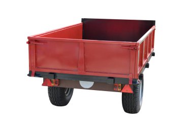 Beyaz arka plan üzerinde izole kırmızı araba römork