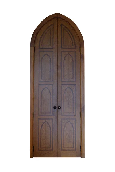 Античная Деревянная Дверь Белом Фоне — стоковое фото