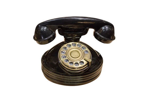 Μαύρο Vintage Τηλέφωνο Που Απομονώνονται Λευκό Φόντο — Φωτογραφία Αρχείου