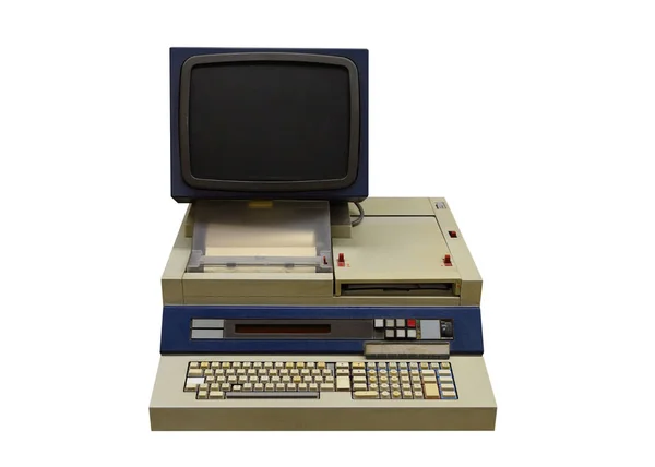 Computador Vintage Isolado Fundo Branco — Fotografia de Stock