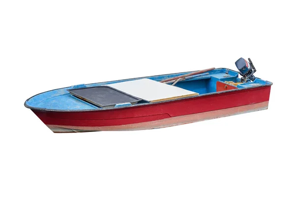 Barco Pesquero Rojo Madera Aislado Sobre Fondo Blanco — Foto de Stock