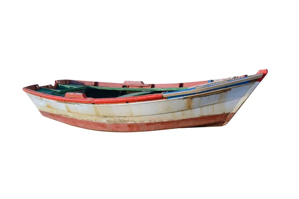 Trä Fiskebåt Isolerad Vit Bakgrund — Stockfoto