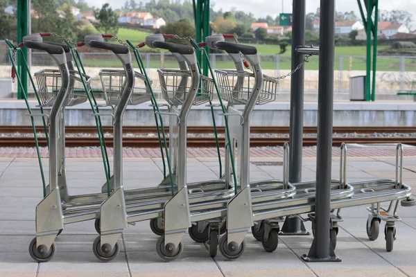 trolley for luggage at the railway station