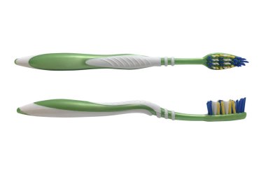 yeşil diş fırçası beyaz arkaplanda izole edildi