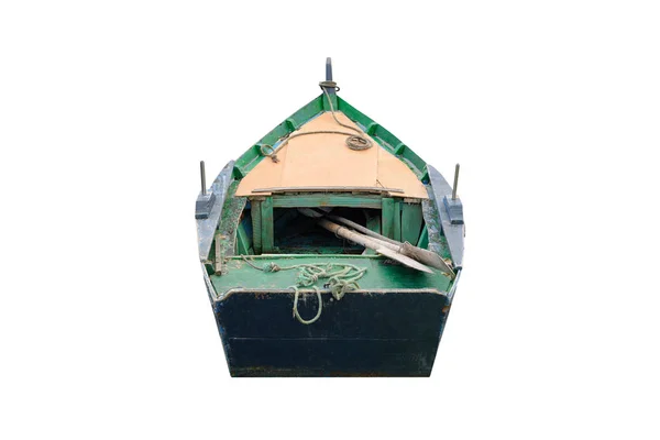 Drewniana łódź rybacka odizolowana na białym tle — Zdjęcie stockowe