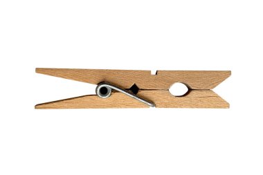 Kurutucu giysiler için ahşap mandal. Beyaz arka taraftaki izole edilmiş.