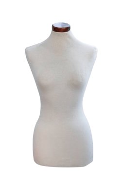 Beyaz arka planda izole edilmiş beyaz kadın manken.