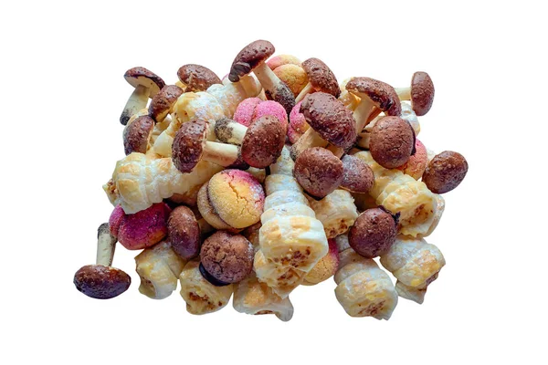Desert sub formă de ciuperci, prune și prăjituri de cremă izolat — Fotografie, imagine de stoc