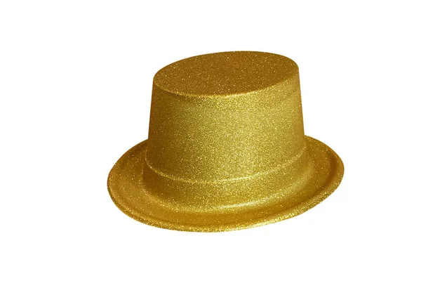 Sombrero de hombre de carnaval dorado aislado sobre fondo blanco Fotos de stock libres de derechos