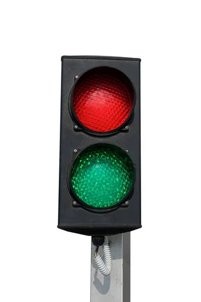 Two-color traffic light isolated on white background — Stock Photo, Image