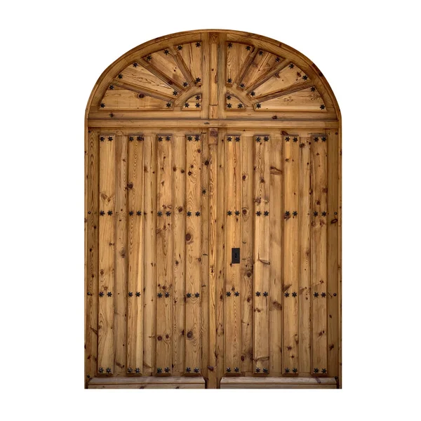 Деревянная антикварная дверь на белом фоне — стоковое фото