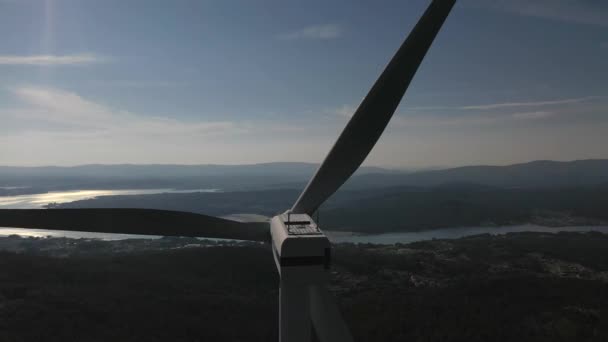 Turbina Viento Fondo Hermoso Paisaje Cámara Lenta — Vídeos de Stock