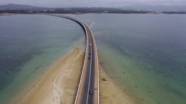 Drone Video Deniz Körfezi Görünümü Üzerinde Köprü — Stok video