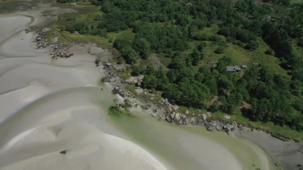 Delta Fleuve Dans Une Vallée Montagne Vue Aérienne Carnota Galice — Video