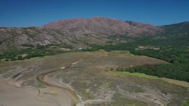 Floddelta Bergsdal Flygvy Carnota Galicien Spanien — Stockvideo