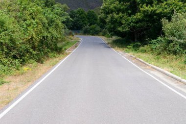 ufukta dağlar ile ağaçlar arasında asfalt yol