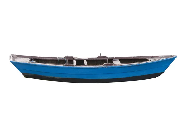 Barco de pesca de madeira isolado no fundo branco — Fotografia de Stock
