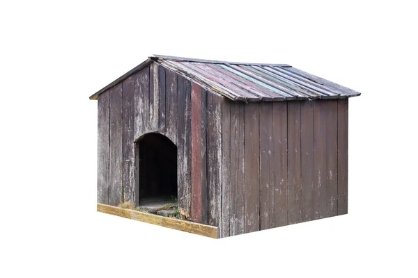 白い背景に隔離された古い茶色の木製の家 — ストック写真