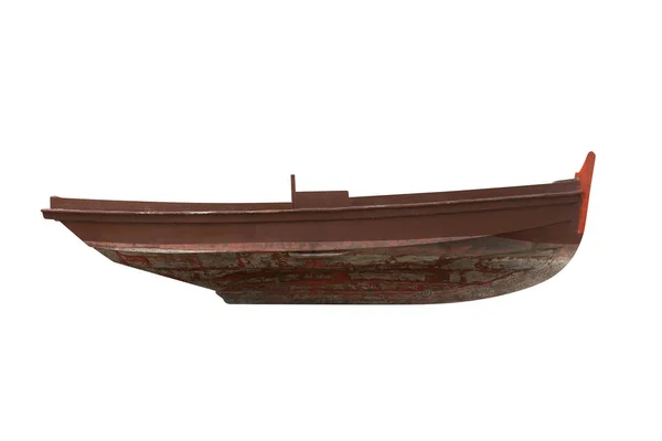 Коричневые Деревянные Рыбацкие Лодки Изолированы Белом Фоне — стоковое фото