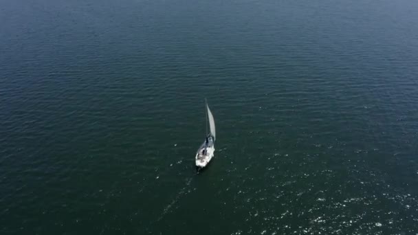 Vue Aérienne Voilier Blanc Dans Mer — Video
