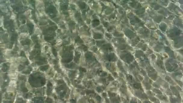 Från Ovan Gul Sand Havsbotten Genom Transparent Klart Vatten Solig — Stockvideo