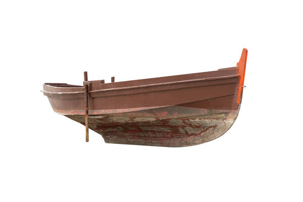 коричневые деревянные рыбацкие лодки изолированы на белом фоне