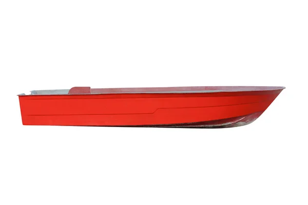 Piros Halászhajó Elszigetelt Fehér Háttér — Stock Fotó