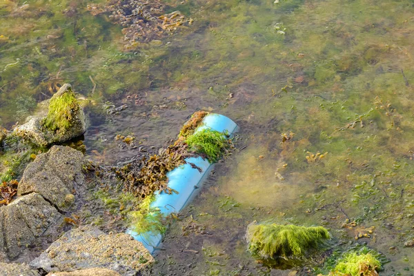 Sewage Pipe Going Sea Environmental Pollution — Stock Photo, Image