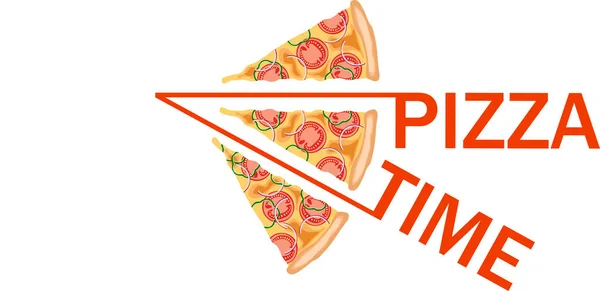 Três Fatias Pizza Hora Pizza Ícone Isolado — Vetor de Stock