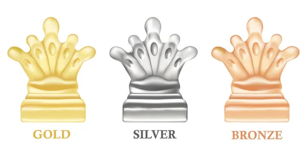 Три кроны - золотая, серебряная и бронзовая — стоковый вектор