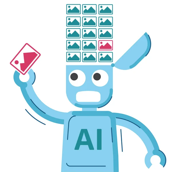 AI Robot jest wykształcony i coraz obrazy. — Wektor stockowy