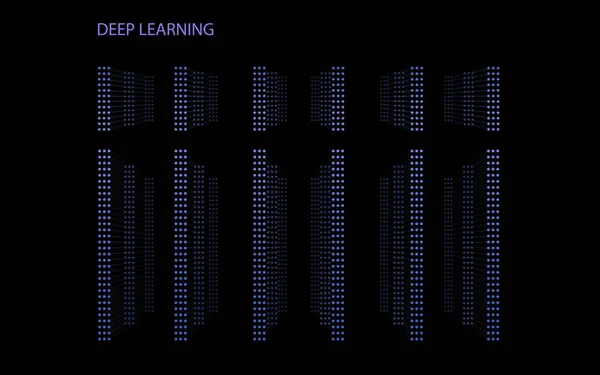 3D neurala nätverk med sex lager. — Stock vektor