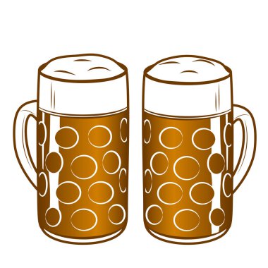 Bira ile iki bira kupaları.