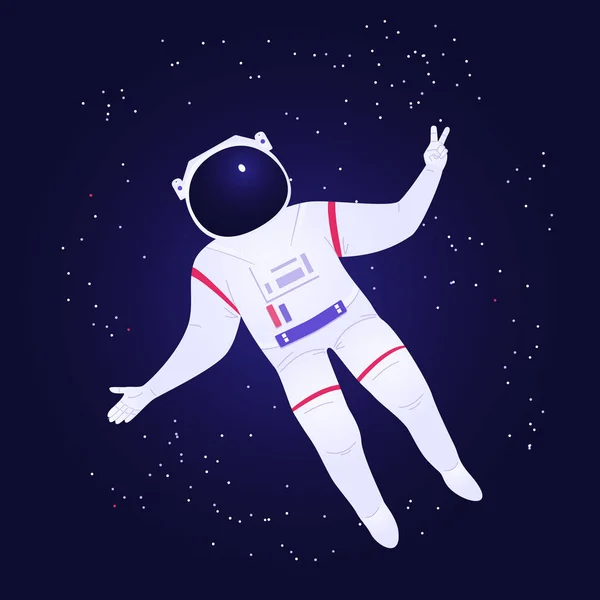 Astronaut shows victory gesture — Stock Vector