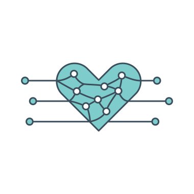 İçinde ai sinir ağı olan kalp simgesi